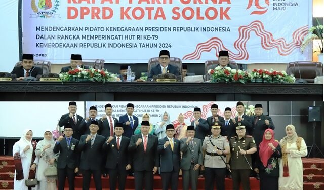 Pimpinan Sementara DPRD Kota Solok Fauzi Rusli Pimpin Paripurna Peringati HUT Ke-79  Kemerdekaan RI
