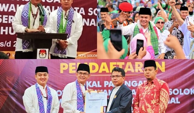 Tumpah Ruah, Ribuan Warga Antarkan Paslon H. Nofi Candra – Leo Murphy Daftar Ke KPU Kota Solok