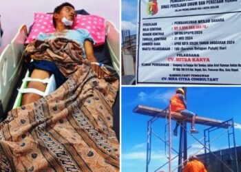 Pembangunan Masjid Sahara Makan korban, Diduga Kurang Pengawasan K3 Akibatnya Pekerja Proyek Jatuh