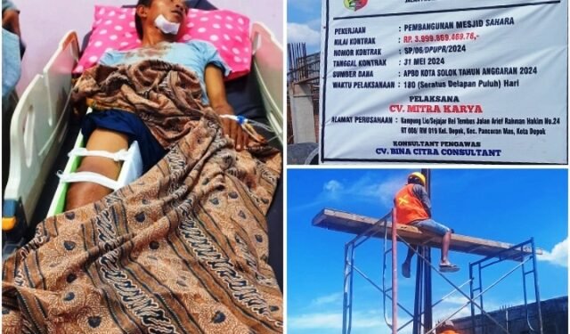 Pembangunan Masjid Sahara Makan korban, Diduga Kurang Pengawasan K3 Akibatnya Pekerja Proyek Jatuh