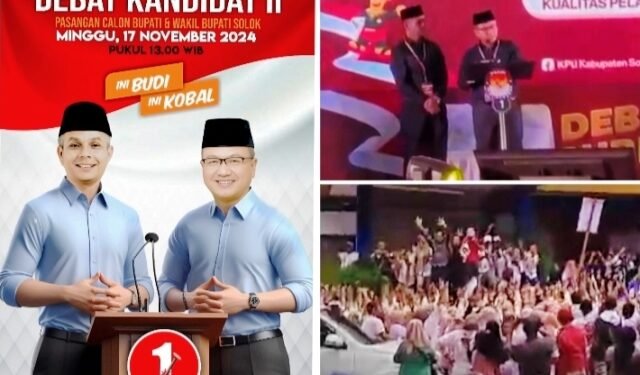 Teriakan 01 Menang Bergema Pada Debat Ke Dua, Ratusan Pendukung “Solok Berbudi Padati Hall GOR Batu Tupang