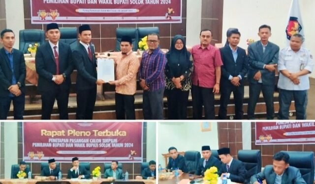 KPU Tetapkan Paslon Jon Firman Pandu-Candra Bupati-Wakil Bupati Solok Terpilih Pilkada 2024
