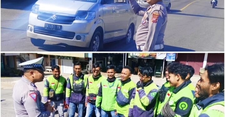 Jajaran Satuan Lalu Lintas Polres Solok Berikan Himbauan Keselamatan Kepada Komunitas Gojek