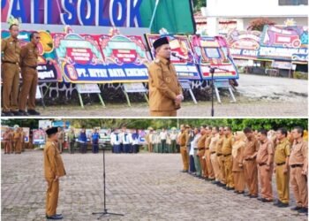 Perdana Pasca Dilantik Wakil Bupati Solok H. Candra Pimpin Apel Gabungan di Lingkup Pemkab Solok