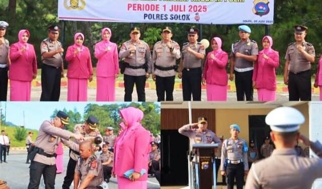 Kapolres Solok AKBP Agung Pranajaya Pimpin Upacara Kenaikan Pangkat 28 Personil Polres Solok